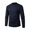 European  American Mock Neck Base Layer Men's Solid Color Sweater Slim Fit Casual Long Sleeve Thermal Knitwear Thick Top