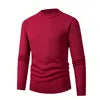 European  American Mock Neck Base Layer Men's Solid Color Sweater Slim Fit Casual Long Sleeve Thermal Knitwear Thick Top
