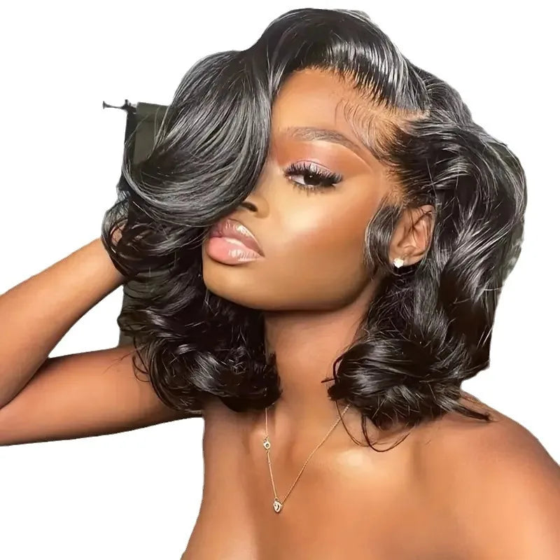 Short Loose Body Wave Wavy Lace Front Human Hair Wigs for Black Women Full Hd Frontal Wig Human Hair Ocean Wave Bob Wigs