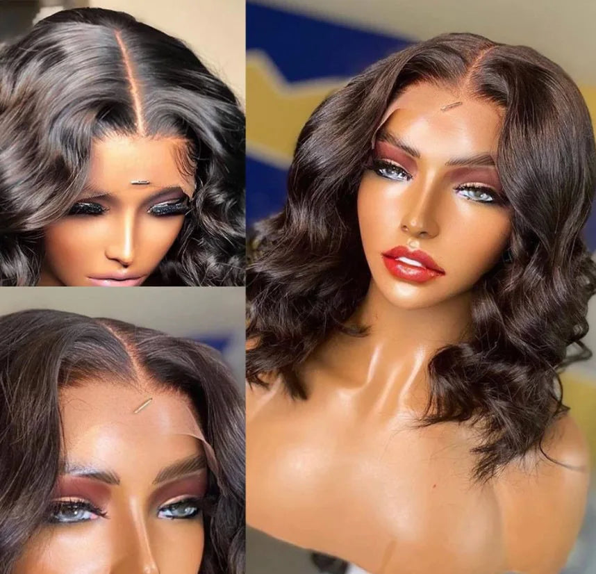Short Loose Body Wave Wavy Lace Front Human Hair Wigs for Black Women Full Hd Frontal Wig Human Hair Ocean Wave Bob Wigs