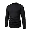 European  American Mock Neck Base Layer Men's Solid Color Sweater Slim Fit Casual Long Sleeve Thermal Knitwear Thick Top