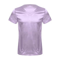 Mens Male Clothing V Neck Short Sleeve Satin Casual Comfortable T-Shirt Loose Pajamas Tops Loungewear Sleepwear Nightwear
