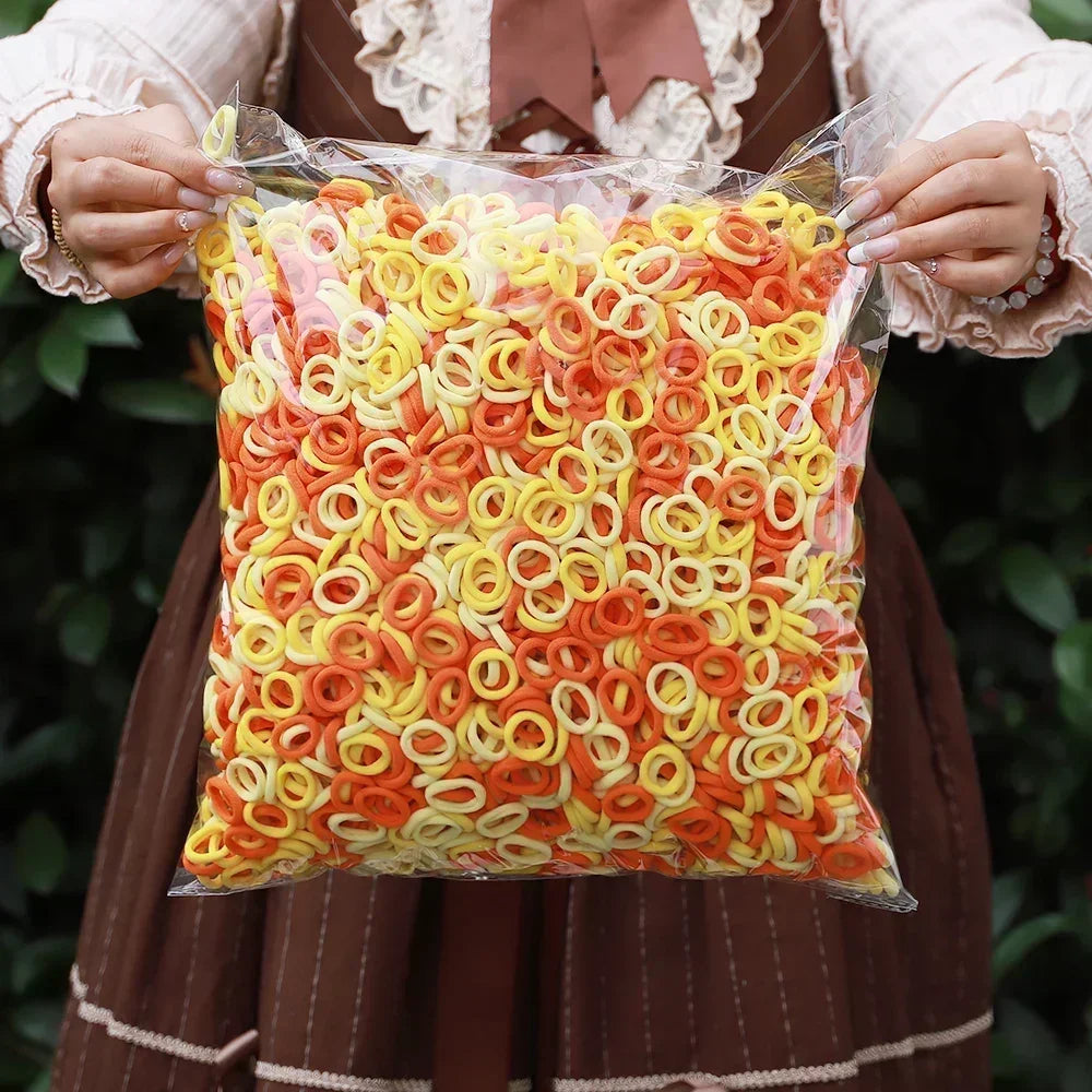 50/100Pcs Colorful Basic Nylon Ealstic Hair Ties for Girls Ponytail Hold Scrunchie Rubber Band Kid Fashion Hair Accessories