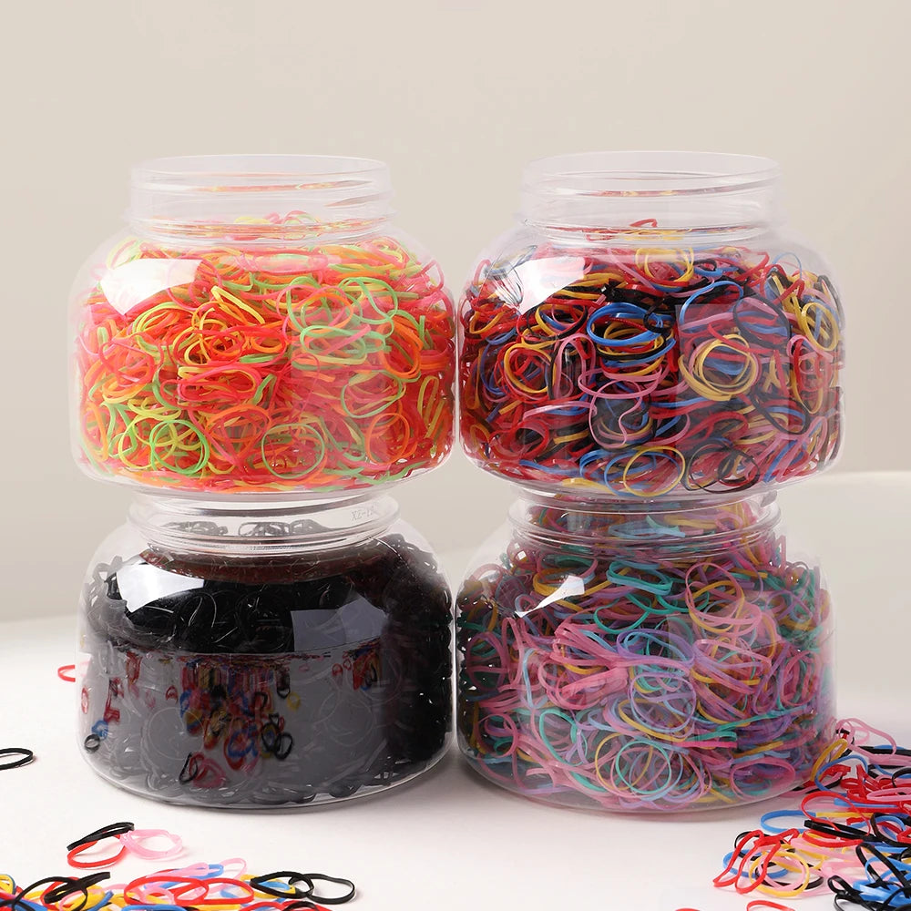500Pcs Girls Colourful Disposable Rubber Band Elastic Hair Bands Headband Children Ponytail Holder Bands For Kids Accessories