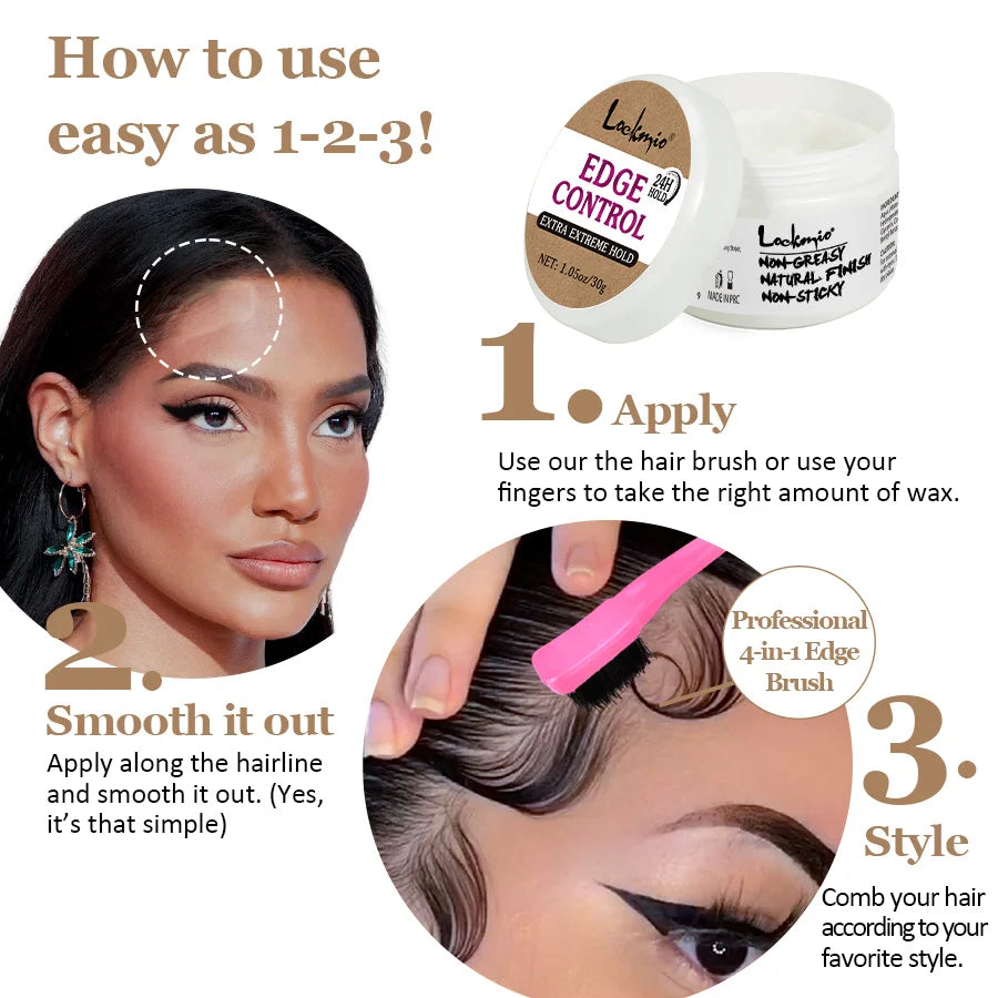 LOCKMIO 30g Baby Bangs Styling Gel Hair Pomade Edge Control Wax for Wigs Women 24 Hour Long Lasting Edges Control Hair Wax Cream