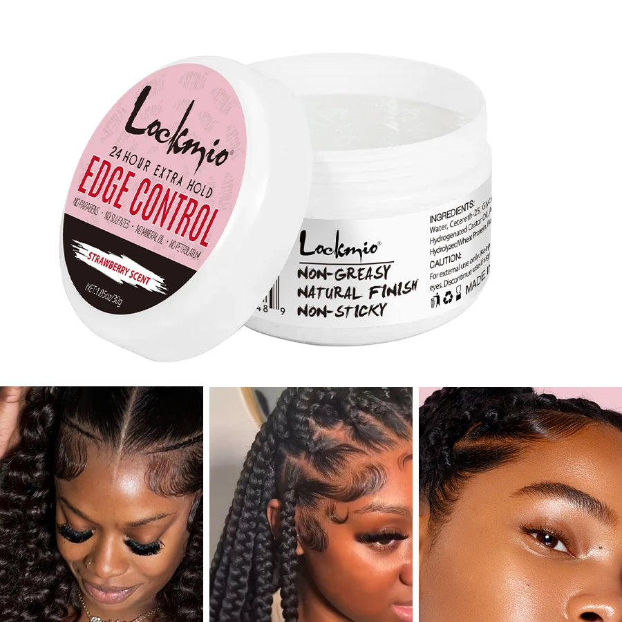 4pcs/Set 30g Edge Control Gel for Women Non-greasy Long Lasting Anti-frizz Wax Natural Ingredients Finishing Gel Cream and Brush