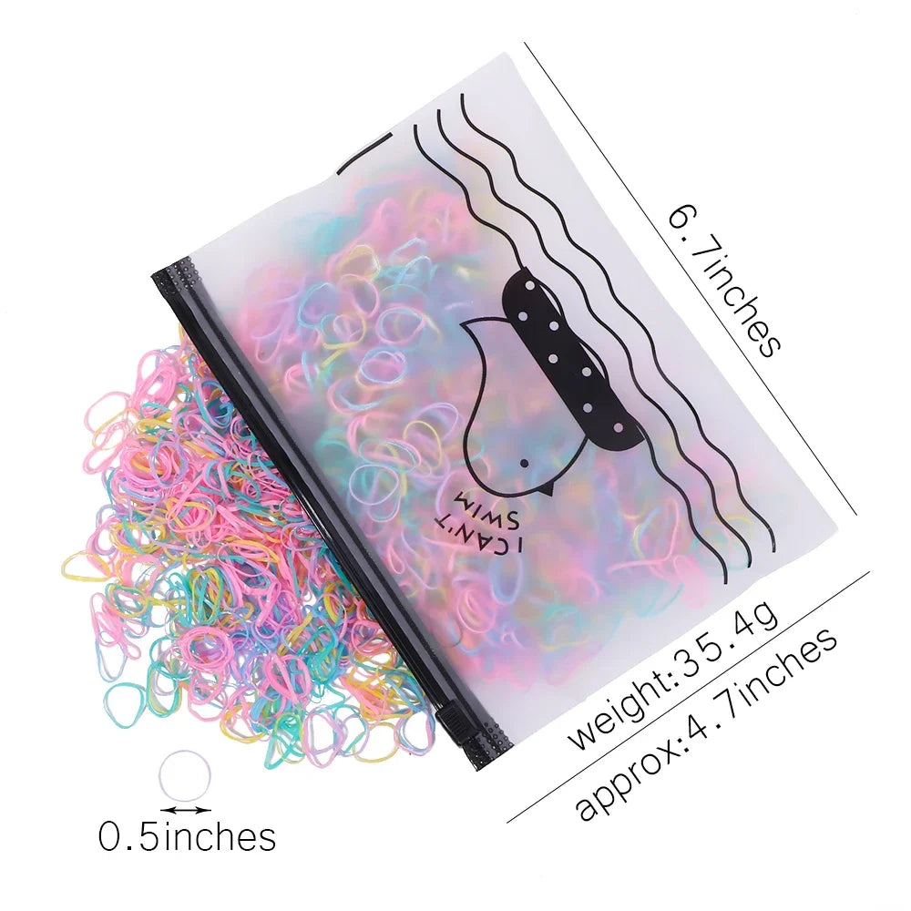 500Pcs Girls Colourful Disposable Rubber Band Elastic Hair Bands Headband Children Ponytail Holder Bands For Kids Accessories