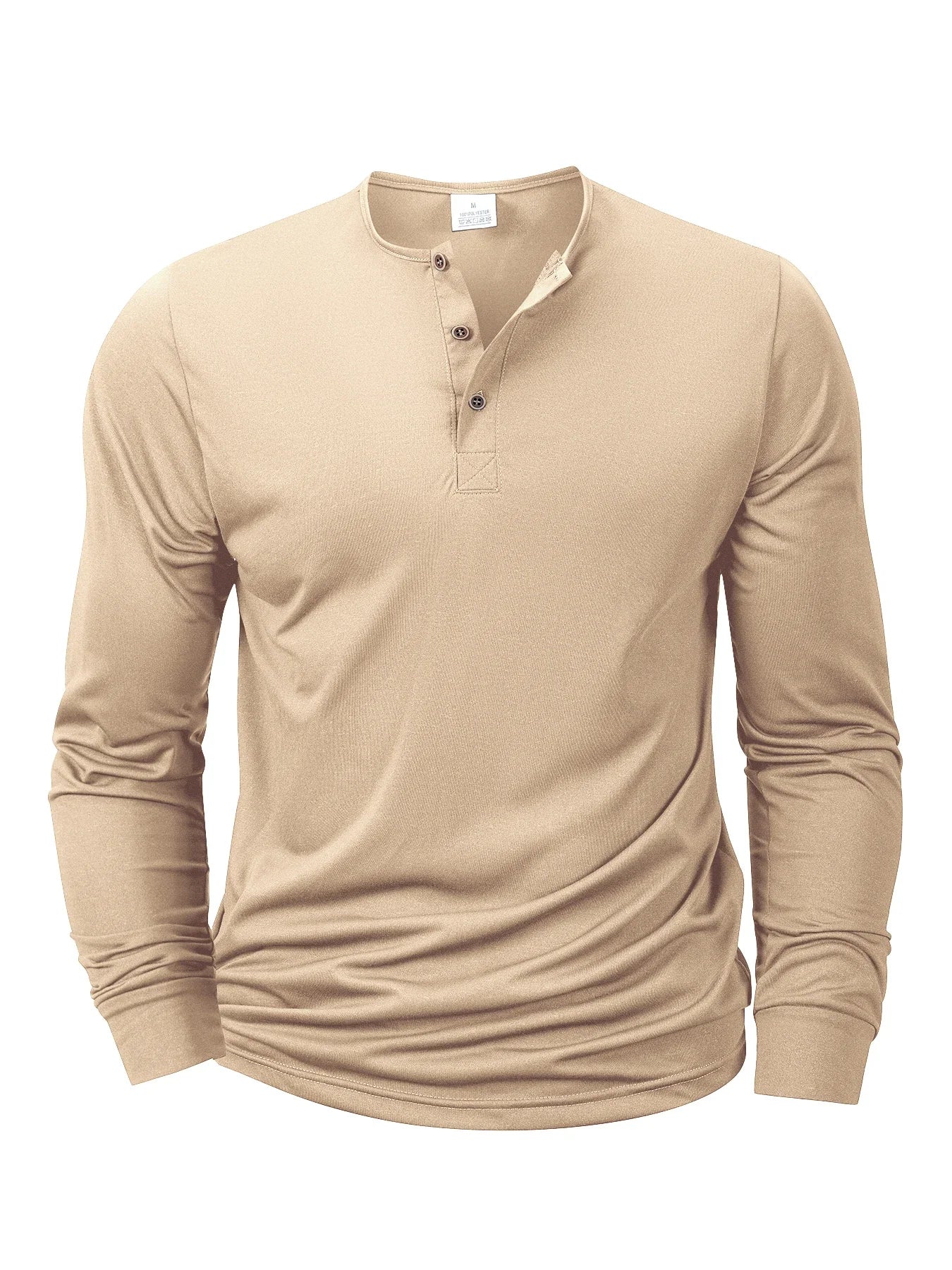 Men's Long Sleeved Henley Neck T-shirt Slim Fit Bottoming Shirt Fitness Tops Tees Button Neck Casual Cozy Tshirt