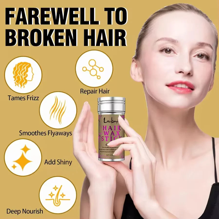 Lockmio 75g Hair Wax Stick With Castor Oil Tames Frizz Smooth Flyaways Strong Hold Edge Styling Finishing Broken Hair Gel