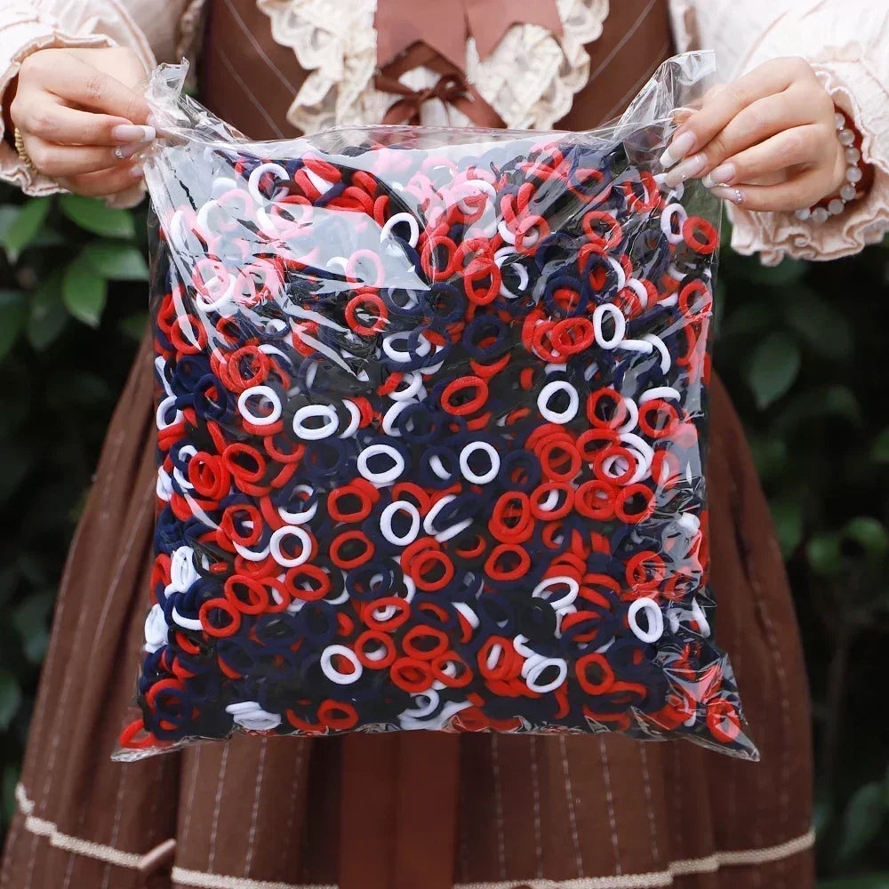 50/100Pcs Colorful Basic Nylon Ealstic Hair Ties for Girls Ponytail Hold Scrunchie Rubber Band Kid Fashion Hair Accessories