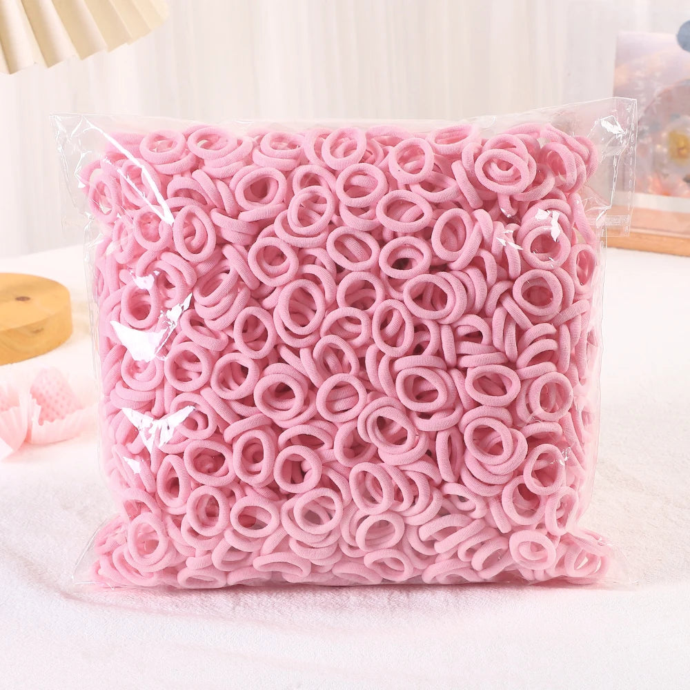 50/100/200Pcs Solid Color Hair Bands for Girls Kids Ponytail Hold Hair Tie Rubber Bands Hairhoop Scrunchie Hair Accessories
