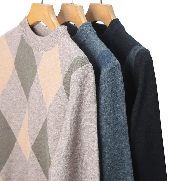 New High Quality Men's  Fashion Business Casual Knitted Sweater Warm Pullover Tops Mens Clothes