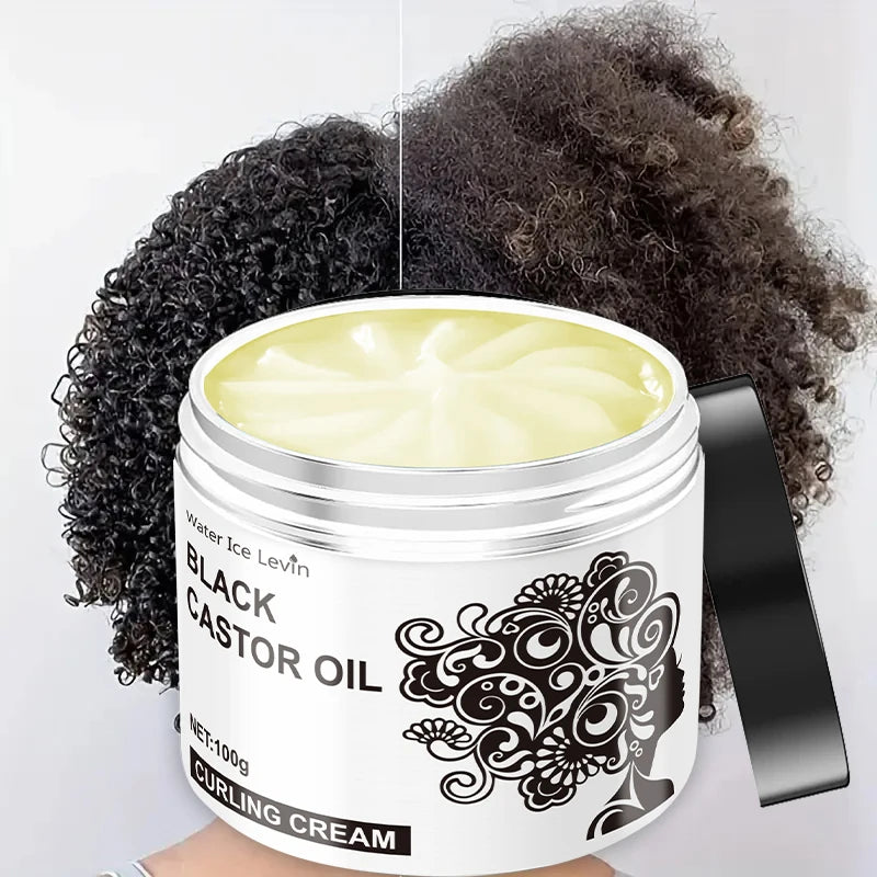 Black Castor Oil Curly Hair Styling Cream - Moisturizing Hair Cream Suitable for Normal Hair, Men and Women, Plant Formula Easy to Use and Carry with Them