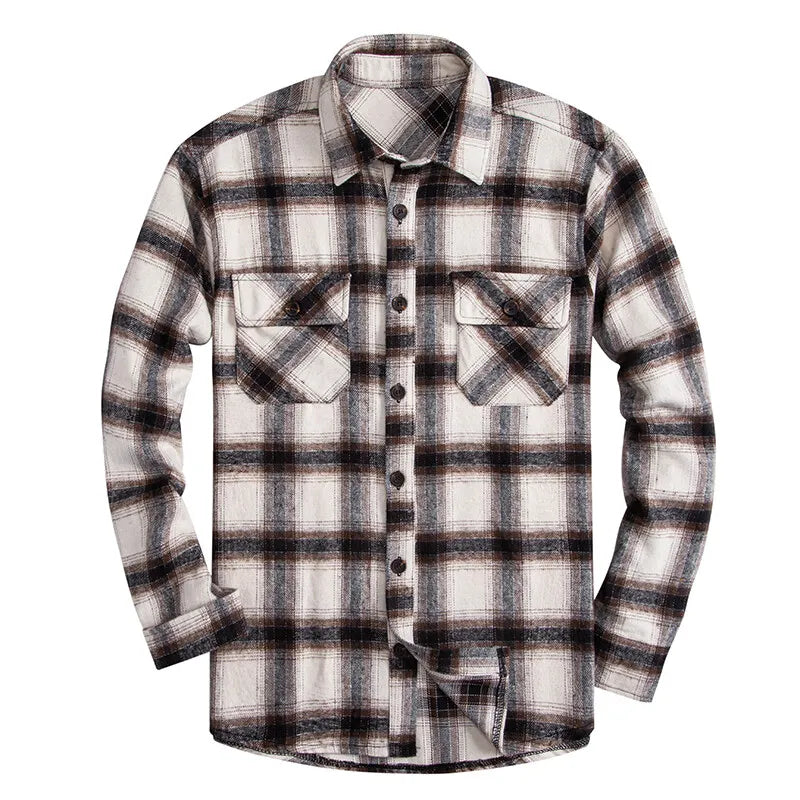 Mens Business Casual Shirts Plaid Flannel Button Down Shirt Classic Shirts Mens Clothes Sports Top