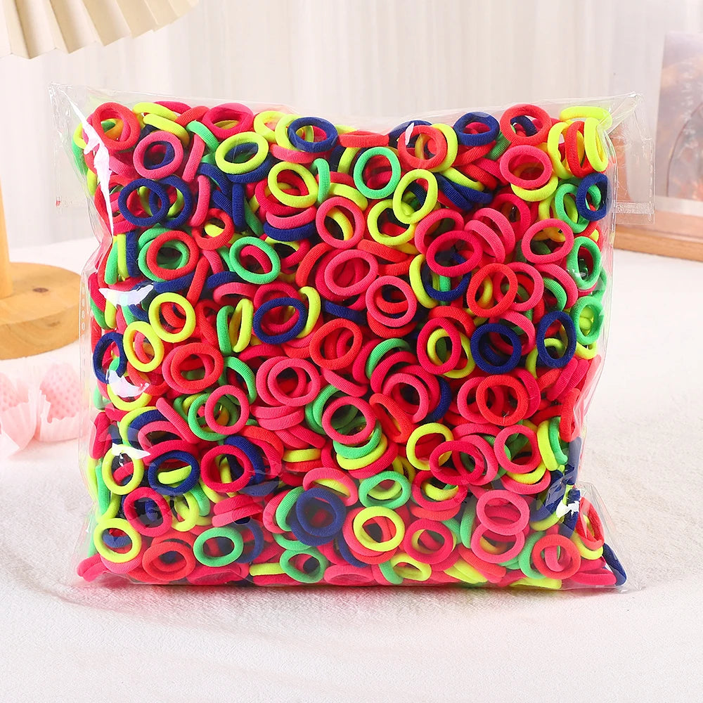 50/100/200Pcs Solid Color Hair Bands for Girls Kids Ponytail Hold Hair Tie Rubber Bands Hairhoop Scrunchie Hair Accessories