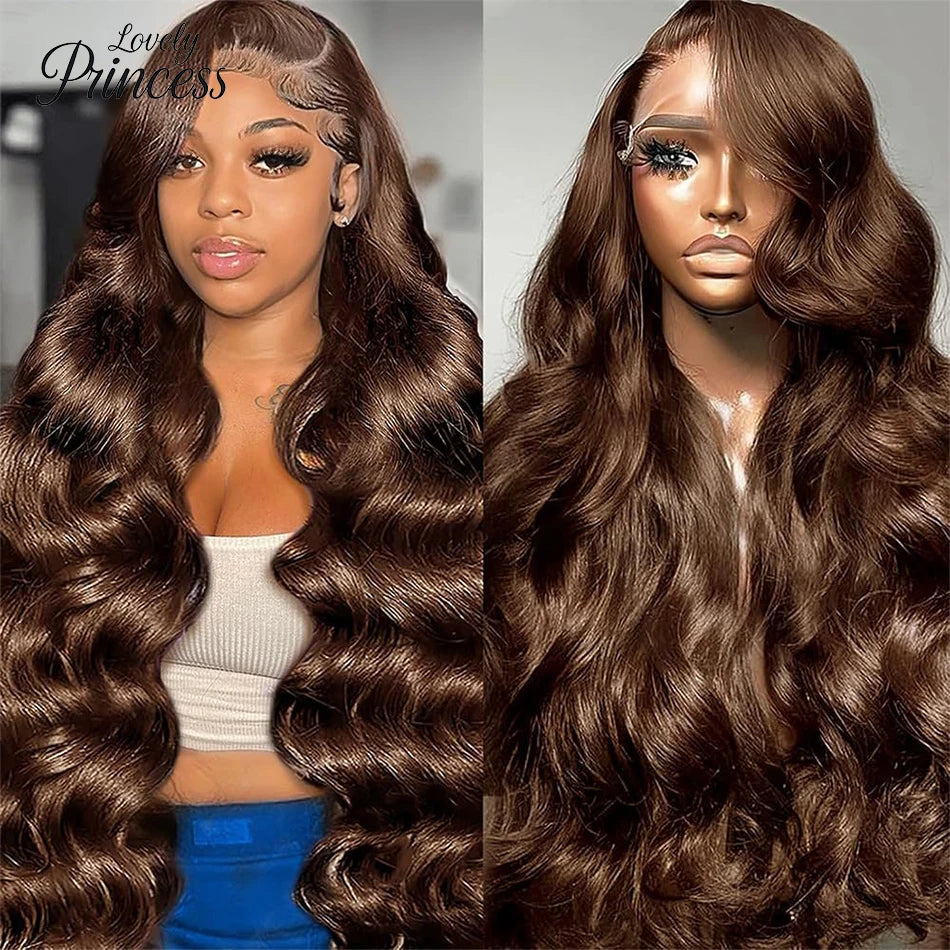 Chocolate Brown Lace Front Wig 13x6 Transparent HD Lace Frontal Wig 100% Colored Body Wave Human Hair Wigs 4x4 5x5 Preplucked