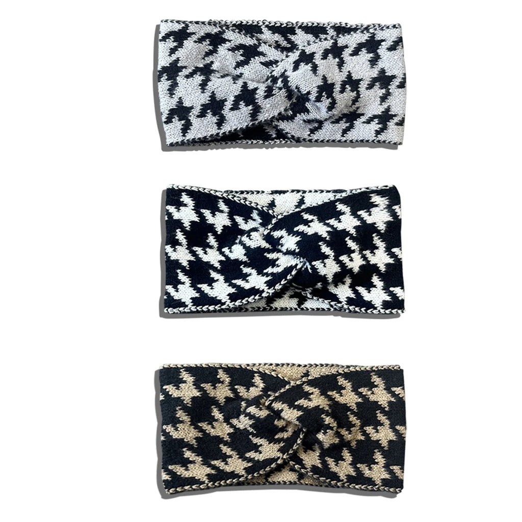 5PCS/3PCS Set Knitted Thousand Bird Fashion Women's Headbands Retro Warm High Elasticity Hairband Hair Accessoires