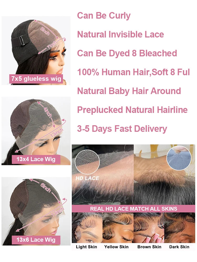 40 50 Inch Water Wave Curly Lace Front Wigs 13x4 13x6 HD Deep Wave Lace Frontal Wig 7x5 Glueless Human Hair Wigs For Women 300%