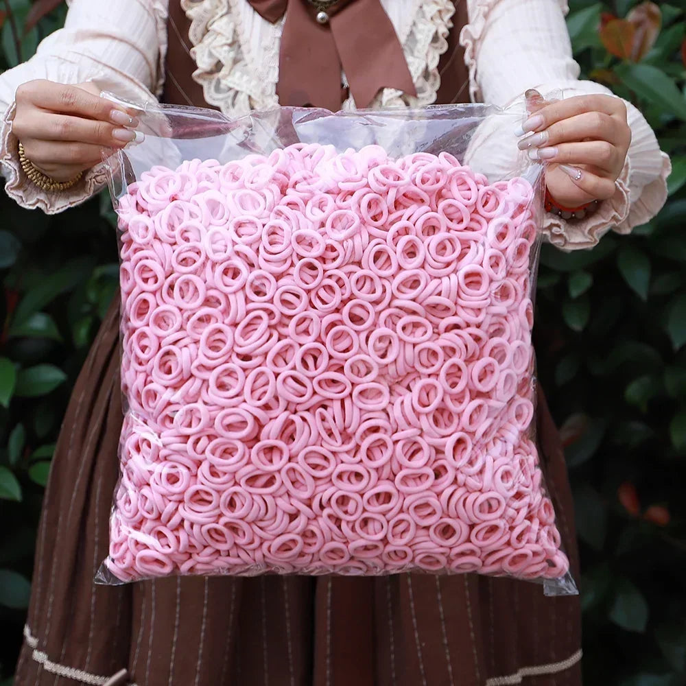 50/100Pcs Colorful Basic Nylon Ealstic Hair Ties for Girls Ponytail Hold Scrunchie Rubber Band Kid Fashion Hair Accessories