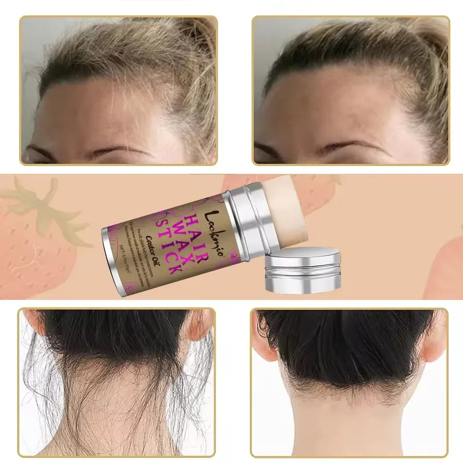 Lockmio 75g Hair Wax Stick With Castor Oil Tames Frizz Smooth Flyaways Strong Hold Edge Styling Finishing Broken Hair Gel