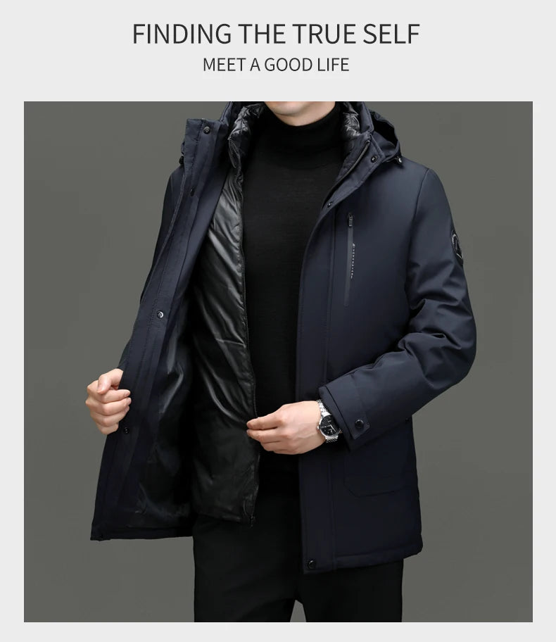 Top Grade Thicken Fashion Casual Outerwear Winter Designer Hooded Parka Coat Warm Mens Newest Jacket Windbreaker Mens Clothes
