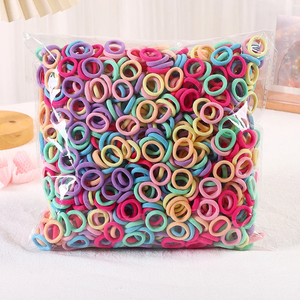 50/100/200Pcs Solid Color Hair Bands for Girls Kids Ponytail Hold Hair Tie Rubber Bands Hairhoop Scrunchie Hair Accessories