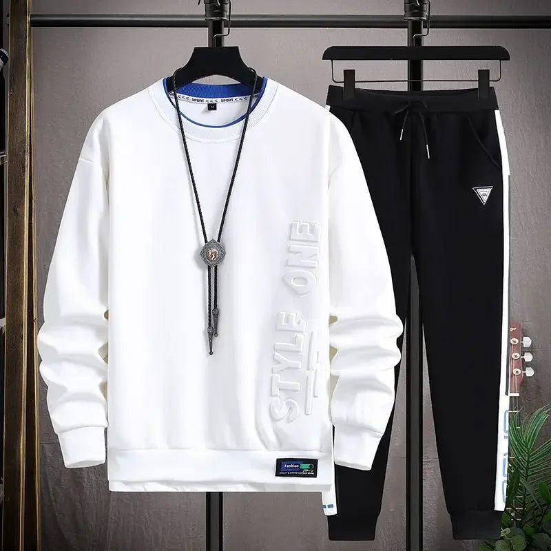 Clothes For Men Plain Male T Shirt White Pants Sets Alphabet Tracksuit Essential Top Offer Trend Popular Sports Suits Cool Kpop