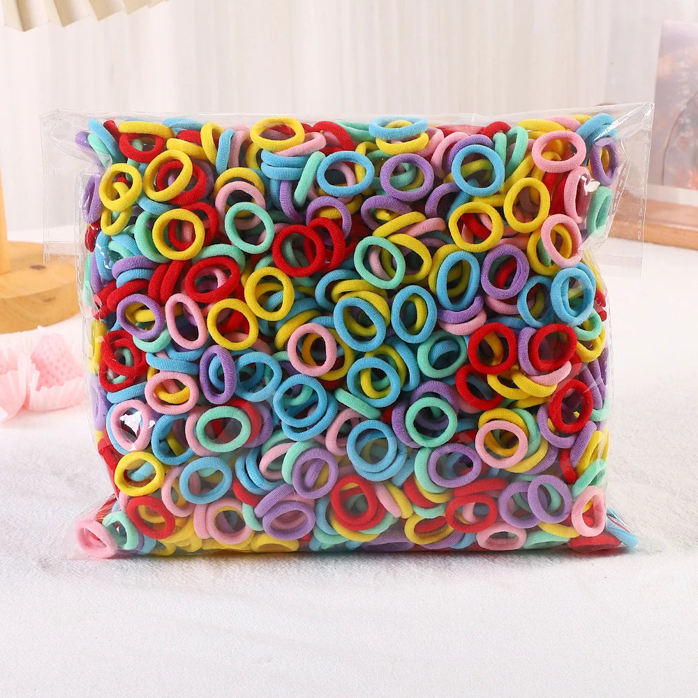 50/100/200Pcs Solid Color Hair Bands for Girls Kids Ponytail Hold Hair Tie Rubber Bands Hairhoop Scrunchie Hair Accessories