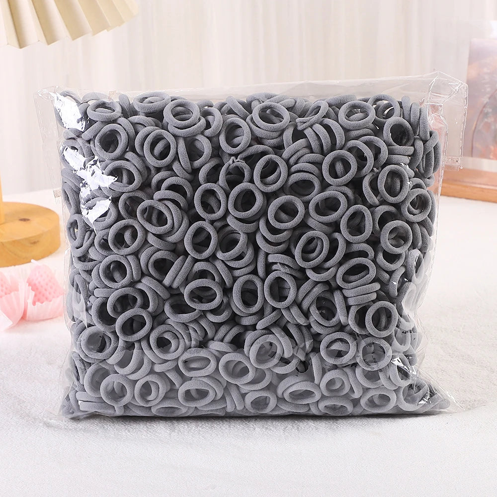 50/100/200Pcs Solid Color Hair Bands for Girls Kids Ponytail Hold Hair Tie Rubber Bands Hairhoop Scrunchie Hair Accessories