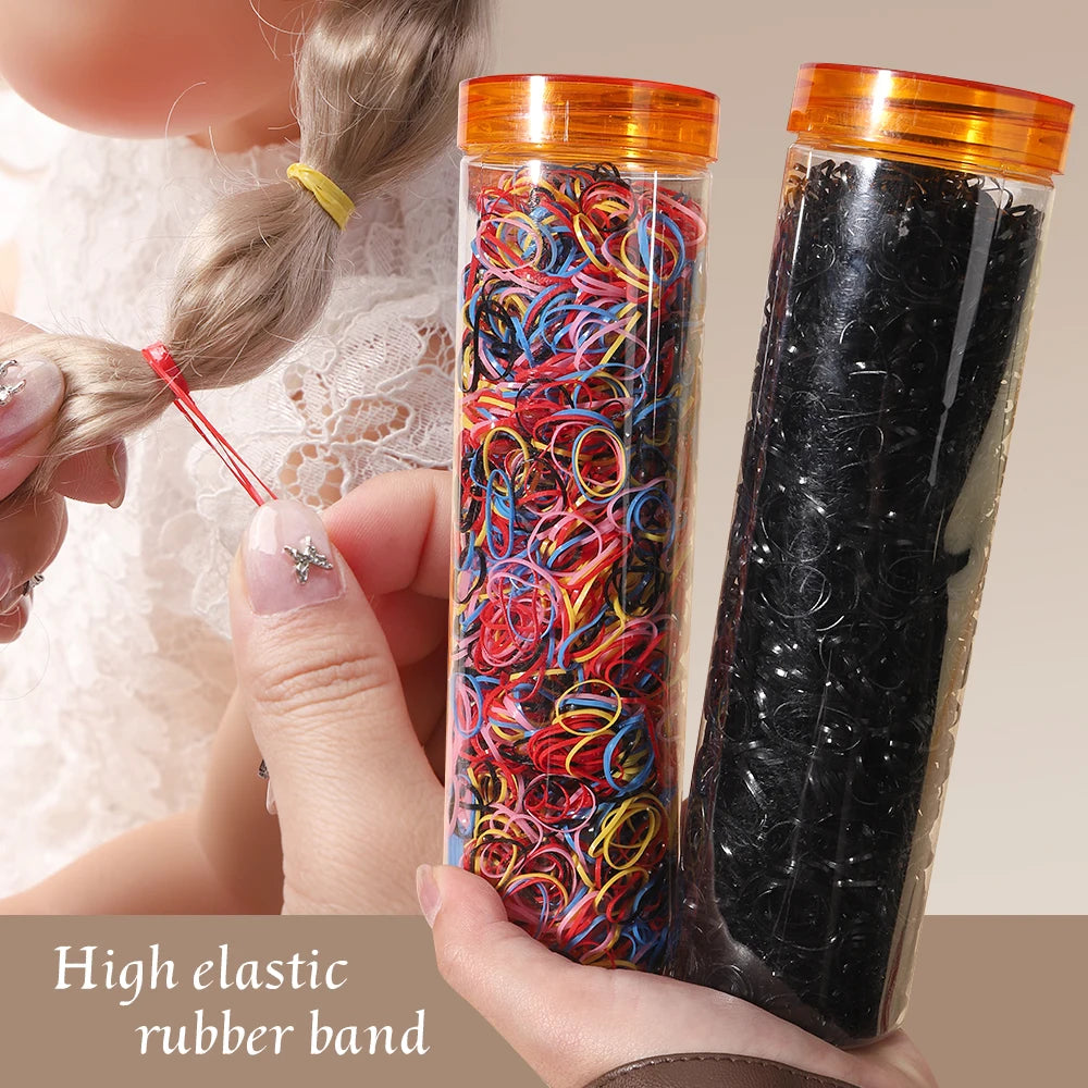 500Pcs Girls Colourful Disposable Rubber Band Elastic Hair Bands Headband Children Ponytail Holder Bands For Kids Accessories