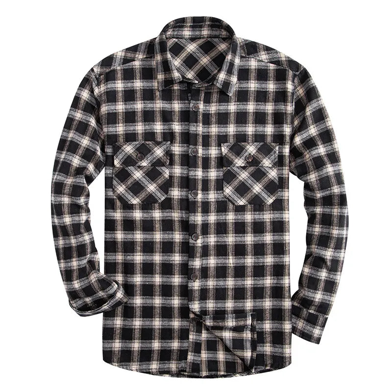 Mens Business Casual Shirts Plaid Flannel Button Down Shirt Classic Shirts Mens Clothes Sports Top