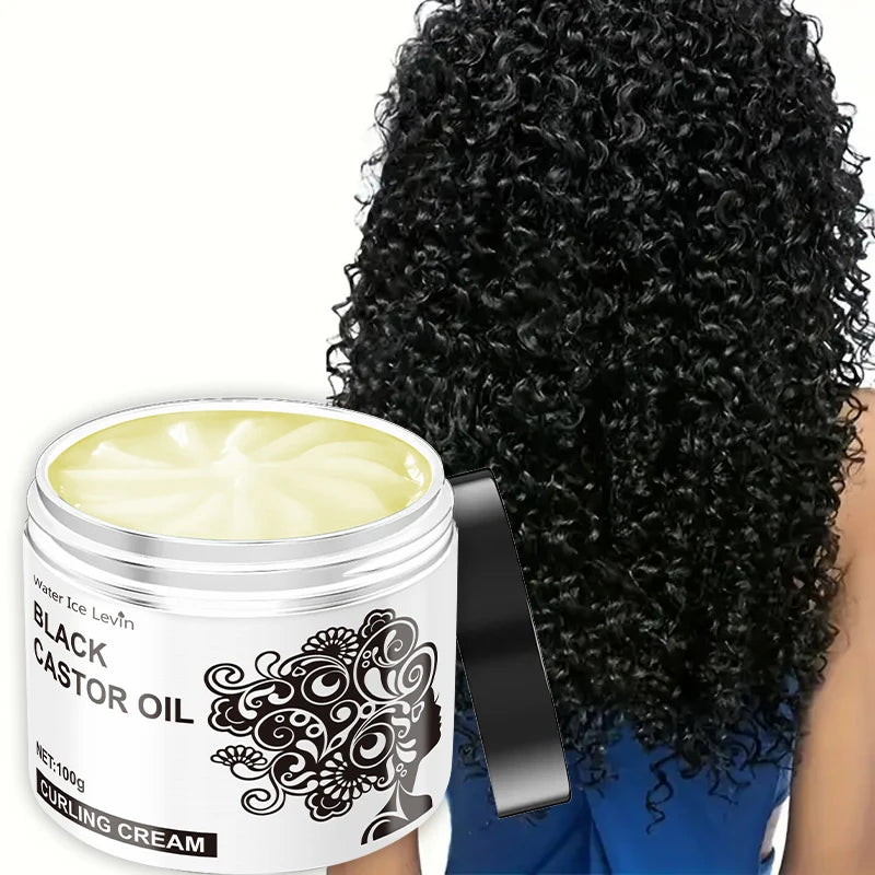 Black Castor Oil Curly Hair Styling Cream - Moisturizing Hair Cream Suitable for Normal Hair, Men and Women, Plant Formula Easy to Use and Carry with Them