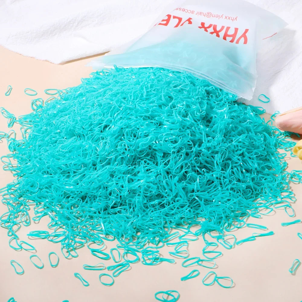 500Pcs Girls Colourful Disposable Rubber Band Elastic Hair Bands Headband Children Ponytail Holder Bands For Kids Accessories