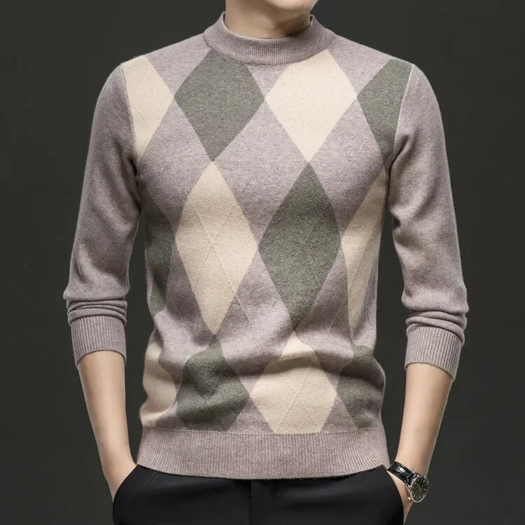 New High Quality Men's  Fashion Business Casual Knitted Sweater Warm Pullover Tops Mens Clothes