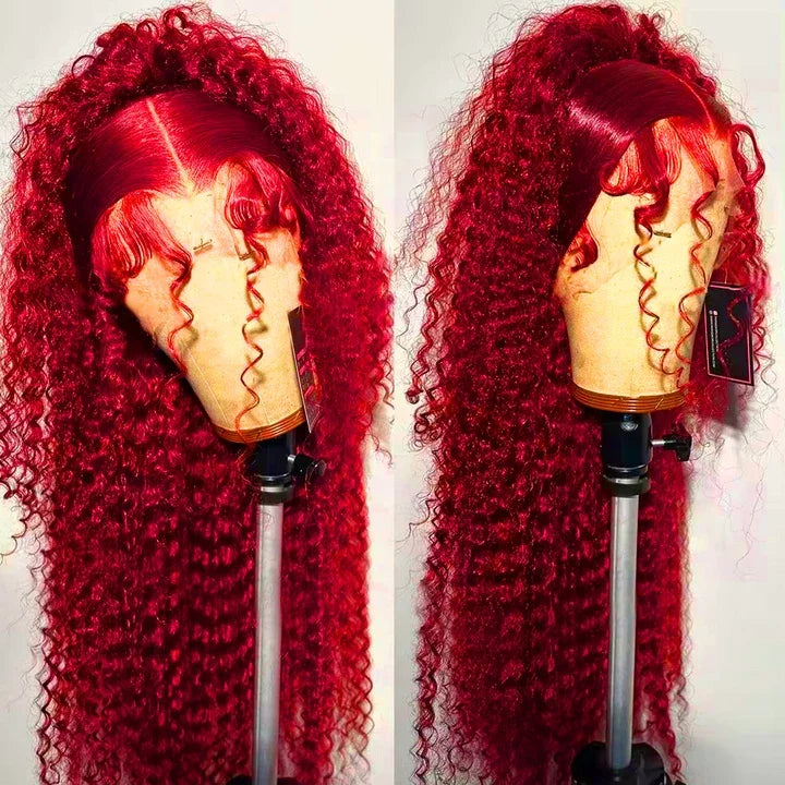 40 Inch Hot Red 13x6 Hd Lace Frontal Wig Deep Wave Wig Human Hair Brazilian Colored Water Wave Lace Front Wig 4x4 5x5 For Women