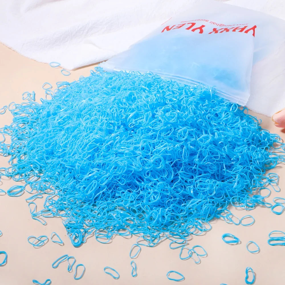 500Pcs Girls Colourful Disposable Rubber Band Elastic Hair Bands Headband Children Ponytail Holder Bands For Kids Accessories