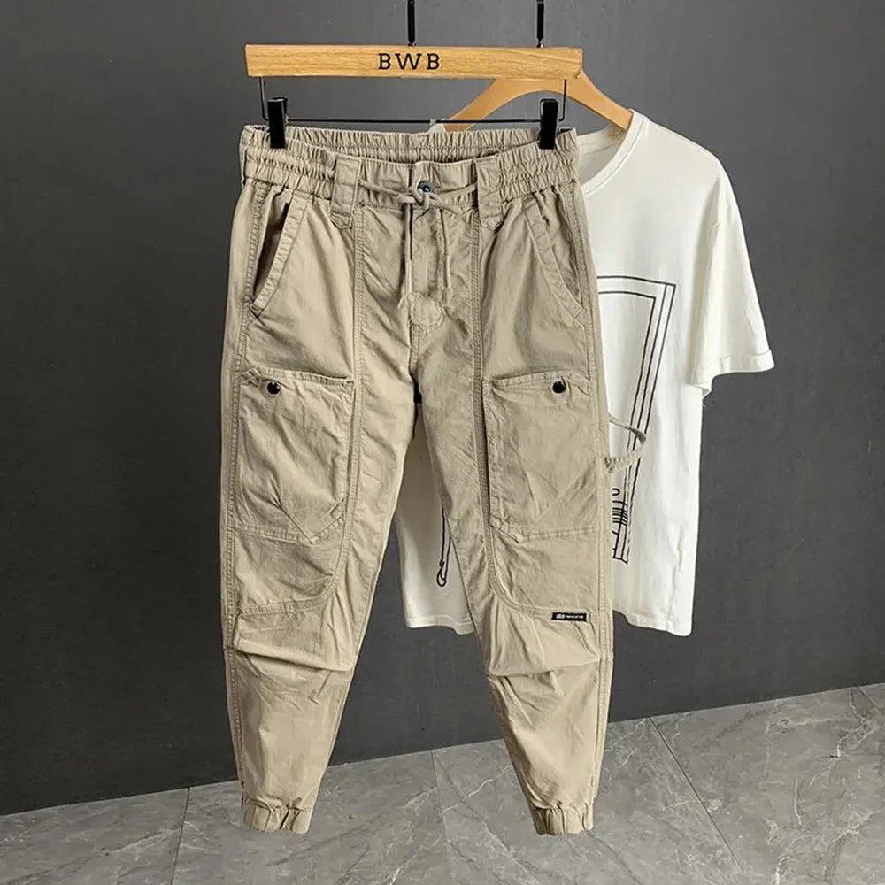 Mens Trousers Summer Cargo Pants Retro Streetwear Pockets Jogger Pants Casual Harem Trendy Fit Daily Thin Men's Clothes 2024