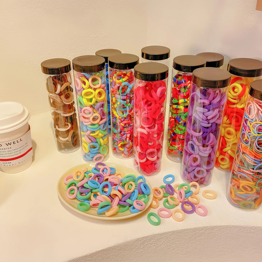 100PCS Girls Colorful Nylon Elastic Hair Bands Ponytail Hold Small Hair Tie Rubber Bands Women Scrunchie Kids Hair Accessories