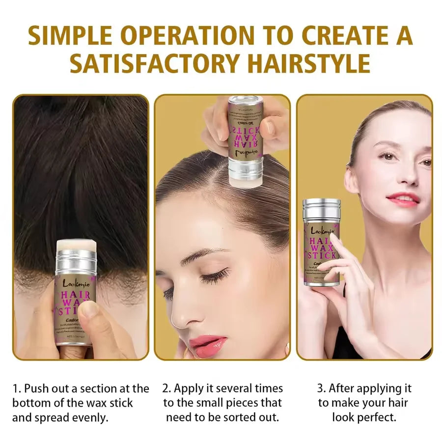 Lockmio 75g Hair Wax Stick With Castor Oil Tames Frizz Smooth Flyaways Strong Hold Edge Styling Finishing Broken Hair Gel