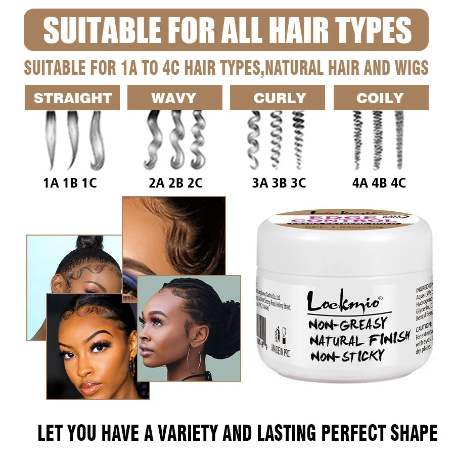 LOCKMIO 30g Baby Bangs Styling Gel Hair Pomade Edge Control Wax for Wigs Women 24 Hour Long Lasting Edges Control Hair Wax Cream