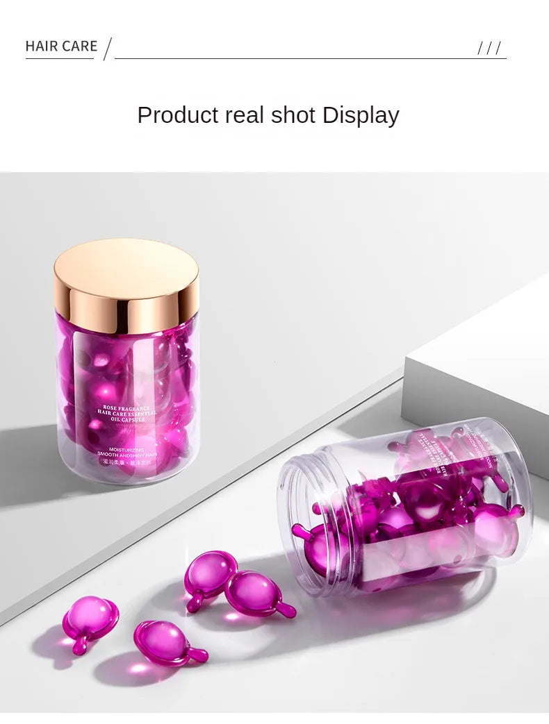Hair Styling Serum for Frizzy & Dry Hair Rose Essence Oil Capsules  Leave-in Anti Frizz Conditioner Repairs Dry, Damaged Hair