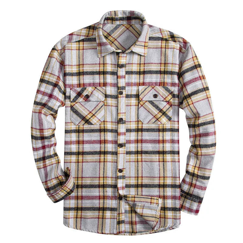 Mens Business Casual Shirts Plaid Flannel Button Down Shirt Classic Shirts Mens Clothes Sports Top