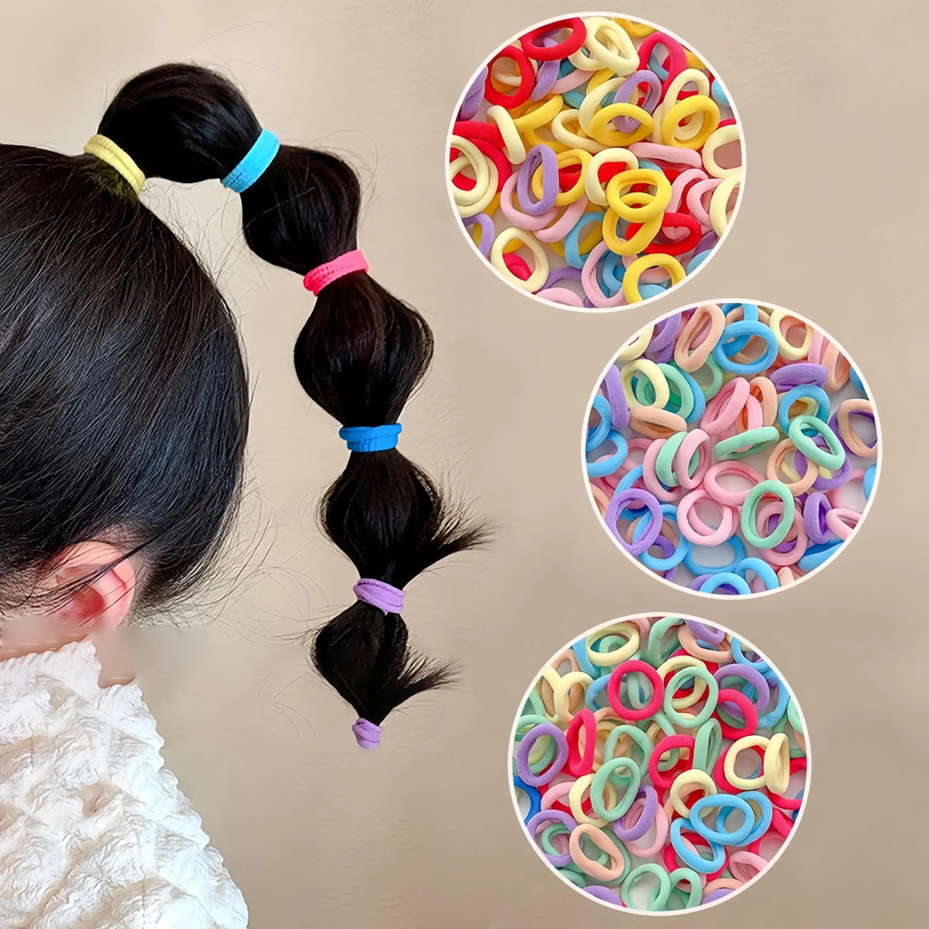 100PCS Girls Colorful Nylon Elastic Hair Bands Ponytail Hold Small Hair Tie Rubber Bands Women Scrunchie Kids Hair Accessories