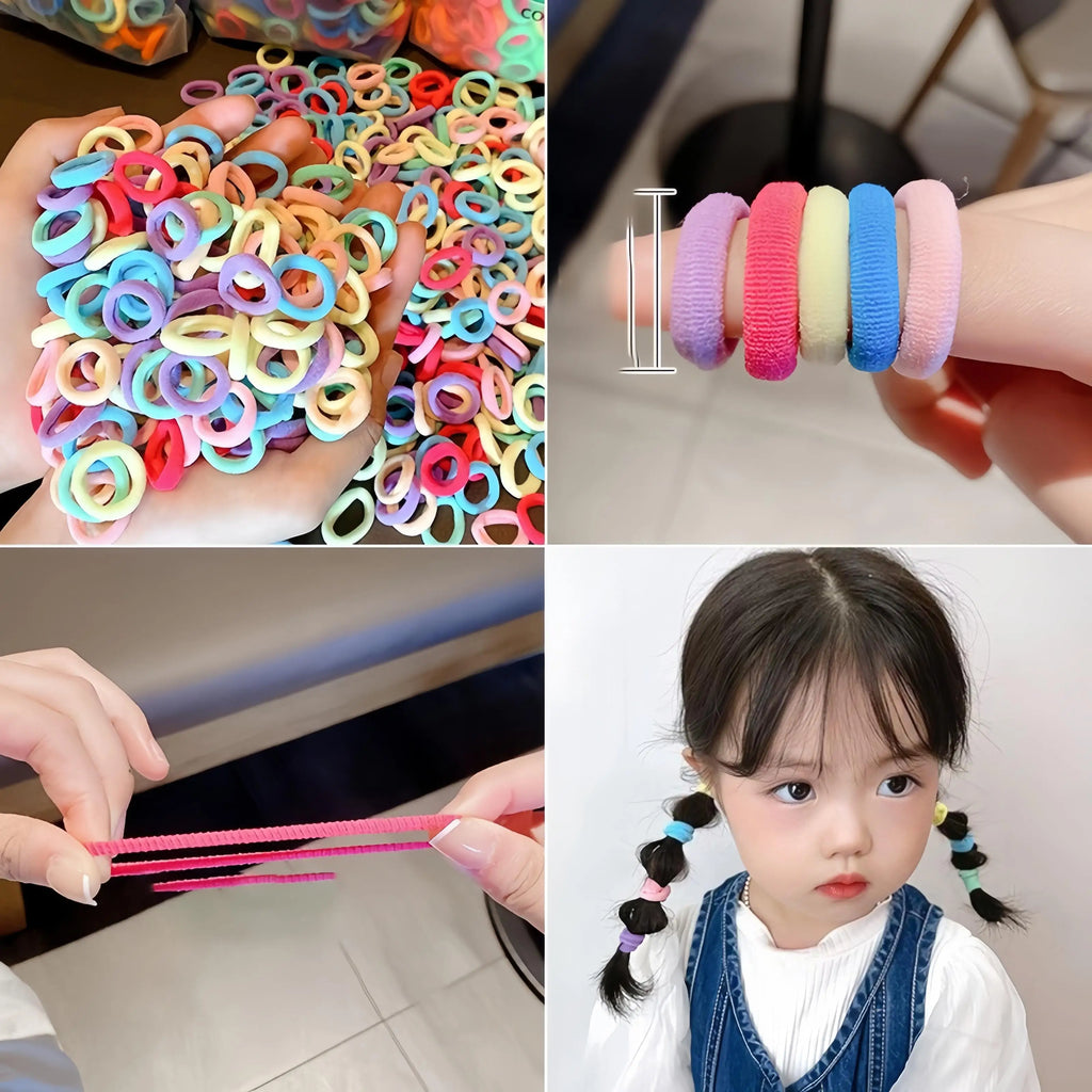100PCS Girls Colorful Nylon Elastic Hair Bands Ponytail Hold Small Hair Tie Rubber Bands Women Scrunchie Kids Hair Accessories