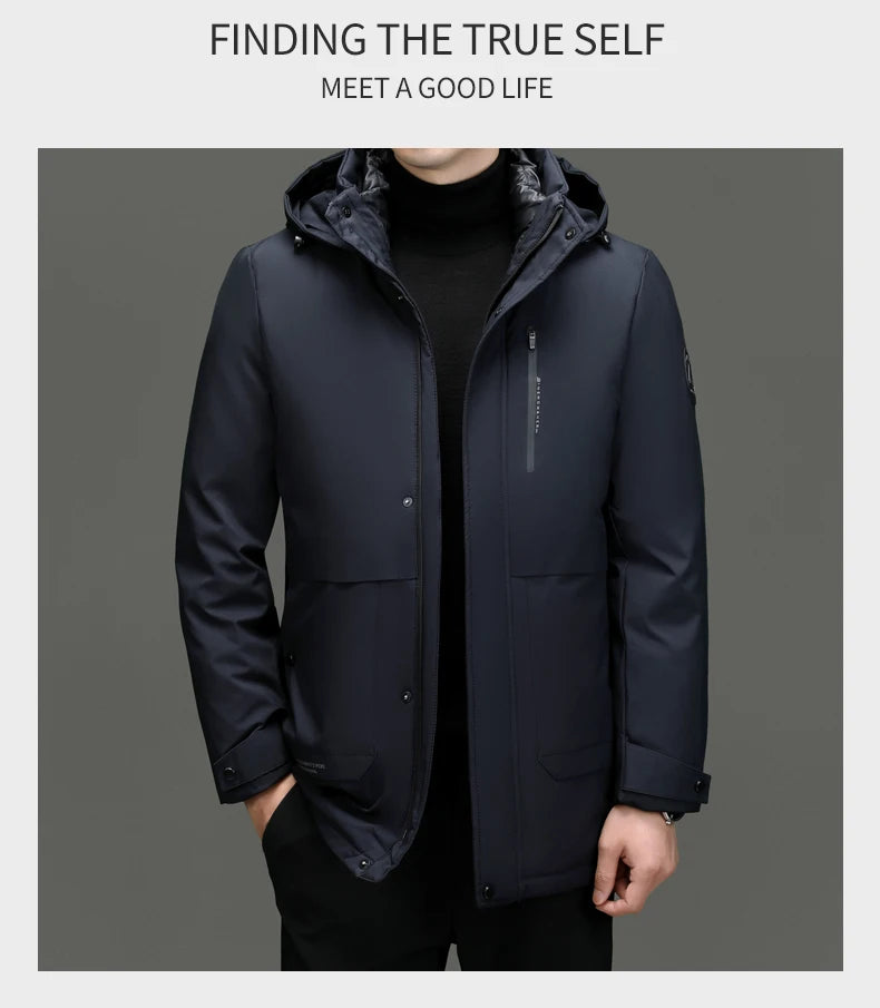 Top Grade Thicken Fashion Casual Outerwear Winter Designer Hooded Parka Coat Warm Mens Newest Jacket Windbreaker Mens Clothes