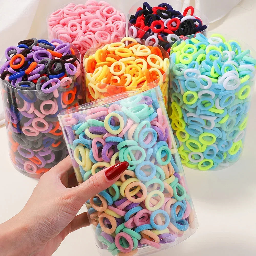 50/100Pcs Colorful Basic Nylon Ealstic Hair Ties for Girls Ponytail Hold Scrunchie Rubber Band Kid Fashion Hair Accessories