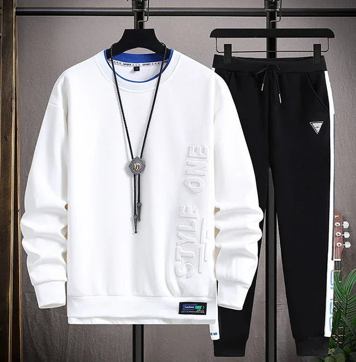 Clothes For Men Plain Male T Shirt White Pants Sets Alphabet Tracksuit Essential Top Offer Trend Popular Sports Suits Cool Kpop