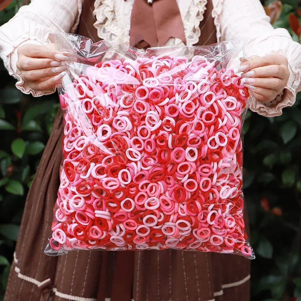 50/100Pcs Colorful Basic Nylon Ealstic Hair Ties for Girls Ponytail Hold Scrunchie Rubber Band Kid Fashion Hair Accessories