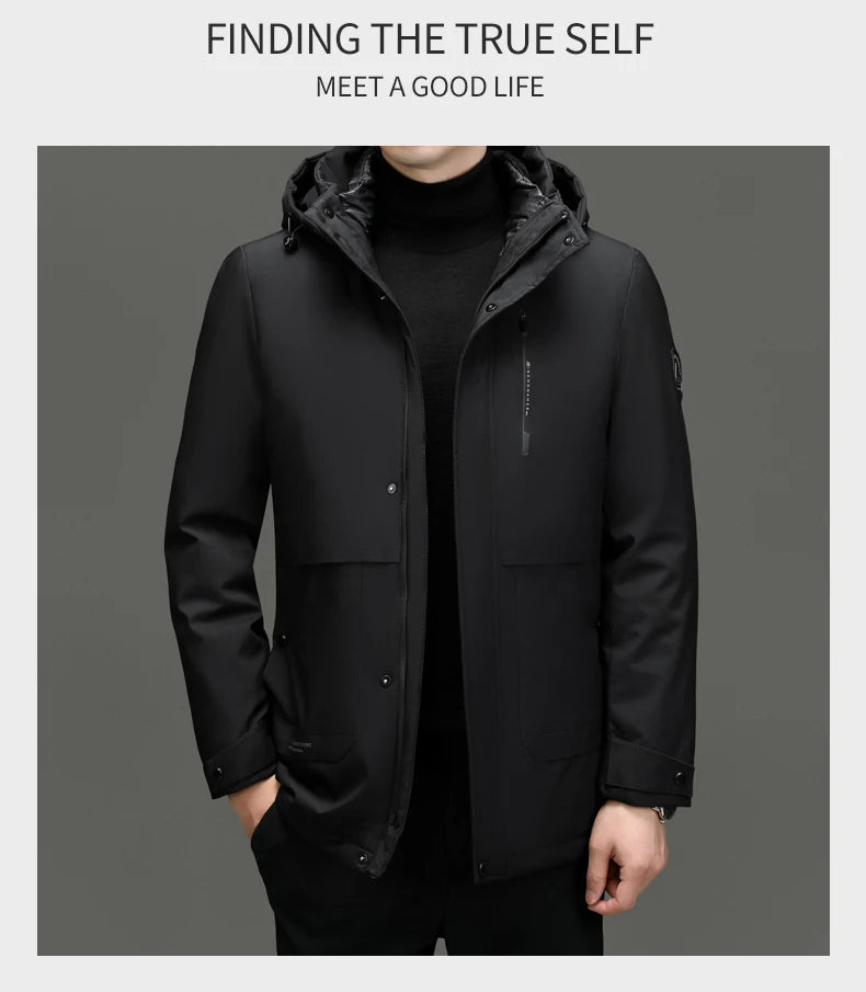 Top Grade Thicken Fashion Casual Outerwear Winter Designer Hooded Parka Coat Warm Mens Newest Jacket Windbreaker Mens Clothes