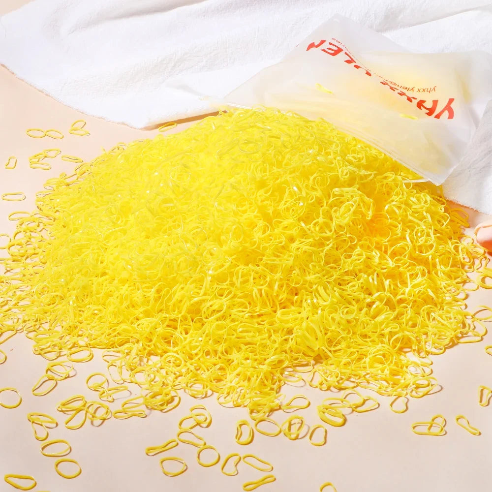 500Pcs Girls Colourful Disposable Rubber Band Elastic Hair Bands Headband Children Ponytail Holder Bands For Kids Accessories